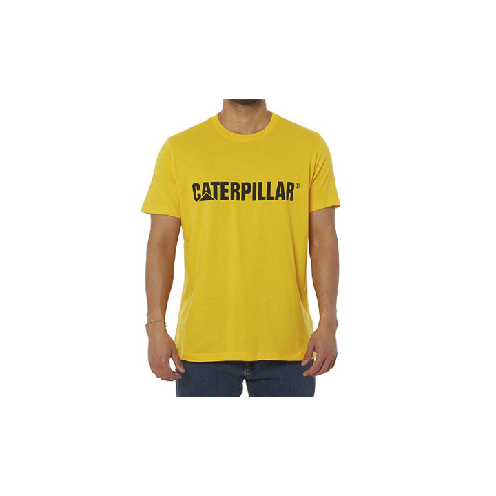 Caterpillar Logo - Mens T-Shirts - Yellow - NZ (539EHQWPB)